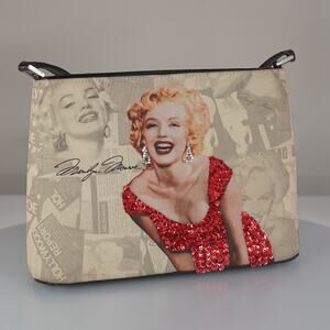 Marilyn Monroe Y2K Retro Newspaper Print Sequin Shoulder Bag